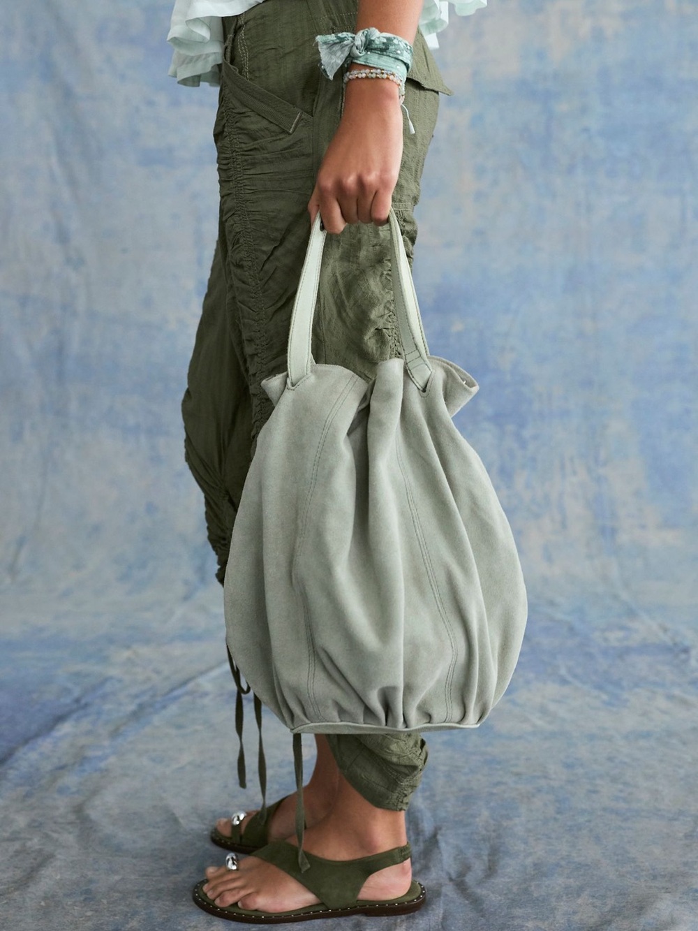 We The Free Sage Drawstring Tote in Light Sage